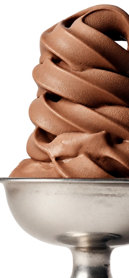 A glossy chocolate swirl, shaped like a perfectly formed poo